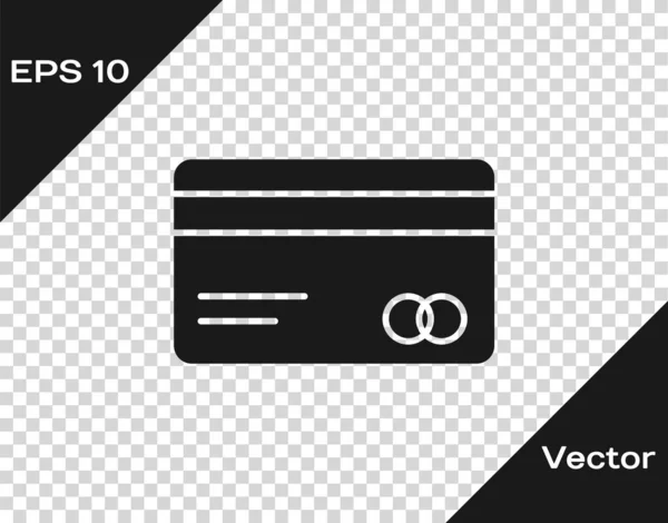 Black Credit Card Icon Isolated Transparent Background Online Payment Cash — Stock Vector