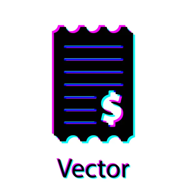 Comprobación Papel Negro Icono Verificación Financiera Aislados Sobre Fondo Blanco — Vector de stock