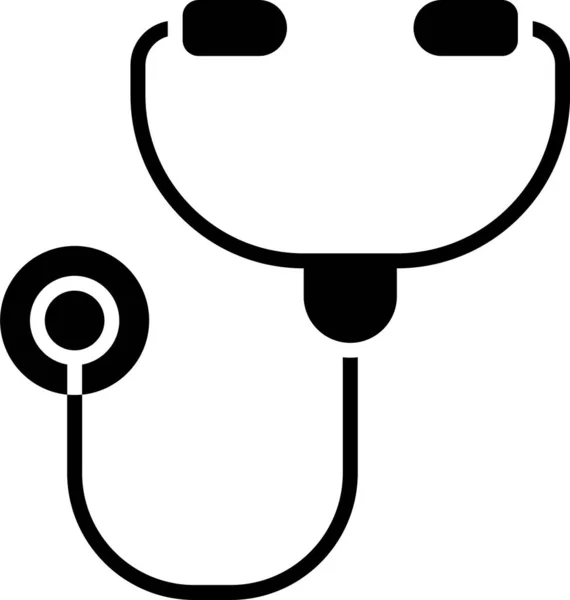 Ікона Медичних Інструментів Black Stethoscope Ізольована Білому Тлі Векторний Приклад — стоковий вектор