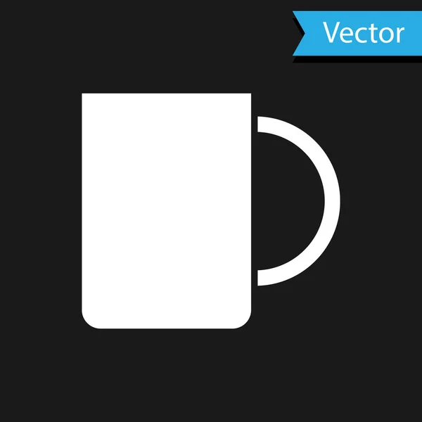 Icône Tasse Café Blanc Isolé Sur Fond Noir Une Tasse — Image vectorielle