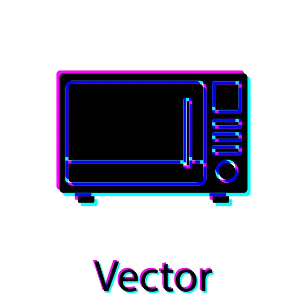 Icône Four Micro Ondes Noir Isolé Sur Fond Blanc Icône — Image vectorielle