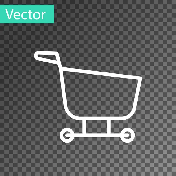 White Line Shopping Cart Icon Isolated Transparent Background Food Store — Stock Vector