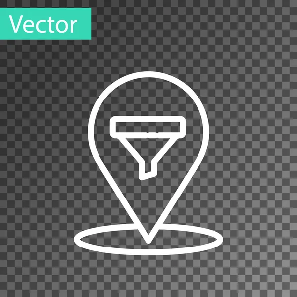 Línea Blanca Ubicación Con Icono Embudo Ventas Aislado Sobre Fondo — Vector de stock