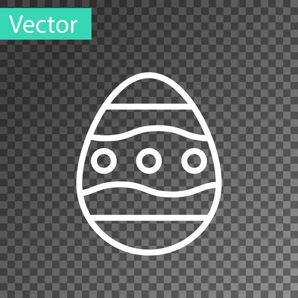 White Line Easter Egg Icon Isolated Transparent Background Happy Easter — Stock Vector