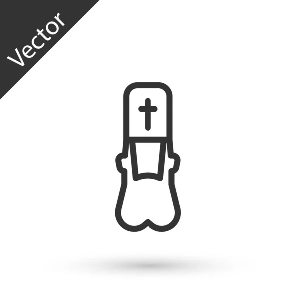 Icono Línea Gris Sacerdote Aislado Sobre Fondo Blanco Ilustración Vectorial — Vector de stock