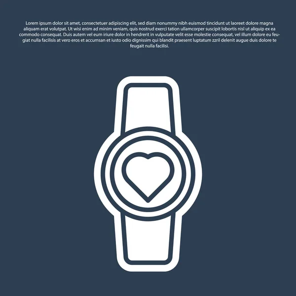 Relógio Inteligente Linha Azul Mostrando Ícone Ritmo Cardíaco Isolado Fundo — Vetor de Stock