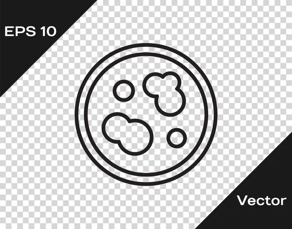 Placa Petri Línea Negra Con Icono Bacteria Aislada Sobre Fondo — Vector de stock