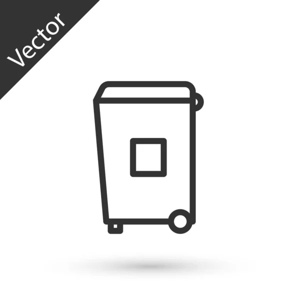 Grey Line Trash Can Icon Isolated White Background Garbage Bin — Stock Vector