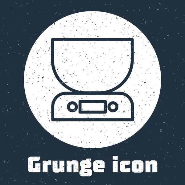 Grunge Line Electronic Scales Icon Isolated Grey Background Weight Measure — 图库矢量图片