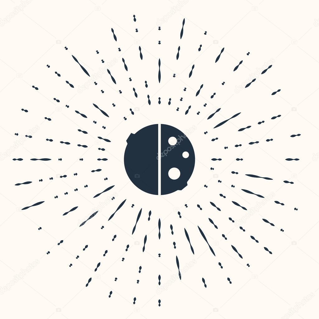 Grey Eclipse of the sun icon isolated on beige background. Total sonar eclipse. Abstract circle random dots. Vector Illustration
