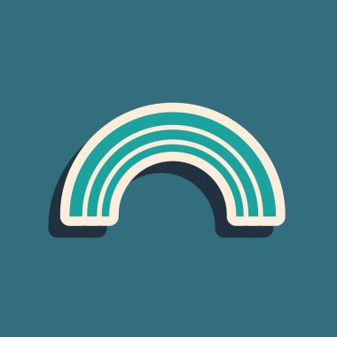 Yeşil Gökkuşağı simgesi yeşil arkaplanda izole edildi. Uzun gölge tarzı. Vektör İllüstrasyonu