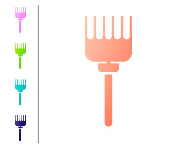 Mercan Hairbrush simgesi beyaz arkaplanda izole edildi. Taraklı saç işareti. Berber sembolü. Renk simgelerini ayarla. Vektör İllüstrasyonu