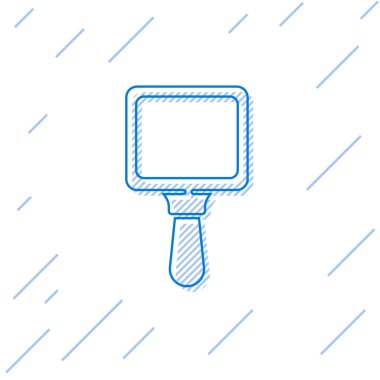 Mavi çizgi El ayna simgesi beyaz arkaplanda izole edildi. Vektör İllüstrasyonu