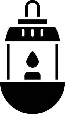 Beyaz arkaplanda siyah Ramazan Kareem fener ikonu izole edildi. Vektör İllüstrasyonu