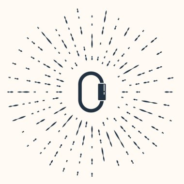 Gri Karabina simgesi bej arka planda izole edildi. Olağanüstü bir spor. Spor malzemeleri. Soyut çember rastgele noktalar. Vektör İllüstrasyonu