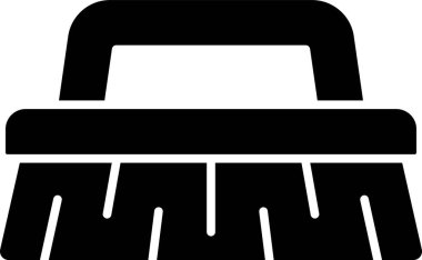 Temizlik simgesi için siyah fırça beyaz arkaplanda izole edildi. Temizlik hizmeti konsepti. Vektör İllüstrasyonu