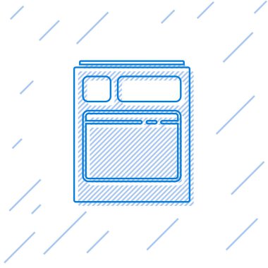 Mavi çizgi Mutfak Bulaşık Makinesi simgesi beyaz arka planda izole edildi. Vektör İllüstrasyonu