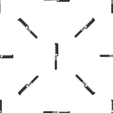 Gri tıbbi ikon, beyaz arka planda izole edilmiş kusursuz desen gördü. Kemik kesmek, uzuv kesmek ve kemik nakli için cerrahi testere tasarlandı. Vektör İllüstrasyonu