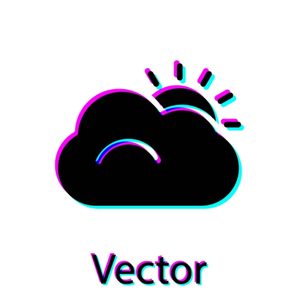 Sole Nero Nube Icona Meteo Isolato Sfondo Bianco Illustrazione Vettoriale — Vettoriale Stock