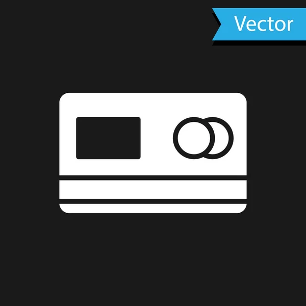 Белый Значок Кредитной Карточки Выделен Черном Фоне Оплата Онлайн Снятие — стоковый вектор