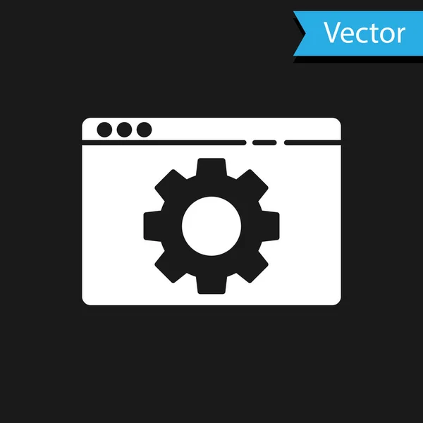 Weißes Browsereinstellungs Symbol Isoliert Auf Schwarzem Hintergrund Anpassung Service Wartung — Stockvektor
