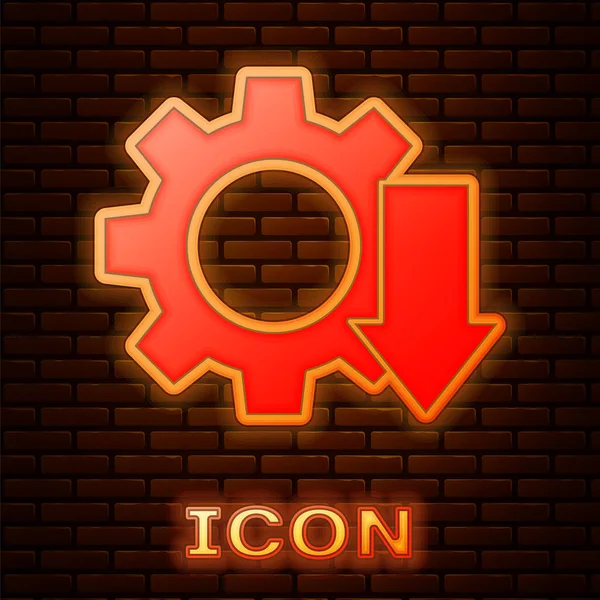 Glowing Neon Cost Reduction Icon Isolated Brick Wall Background Vector — Stock Vector
