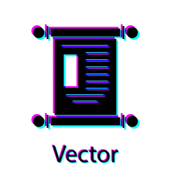 Zwart Decreet Papier Perkament Scroll Pictogram Geïsoleerd Witte Achtergrond Chinees — Stockvector