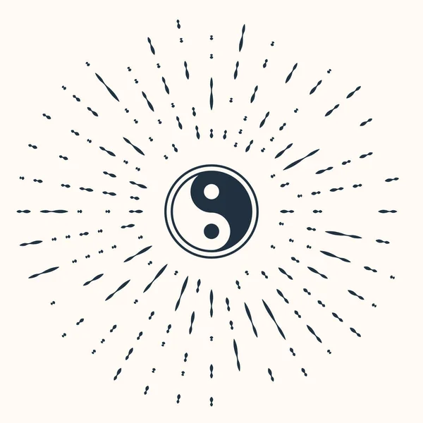 Szary Yin Yang Symbol Harmonii Równowagi Ikona Izolowana Beżowym Tle — Wektor stockowy