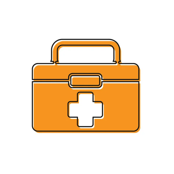 Orange First Aid Kit Icon Isolated White Background Medical Box — Stock Vector