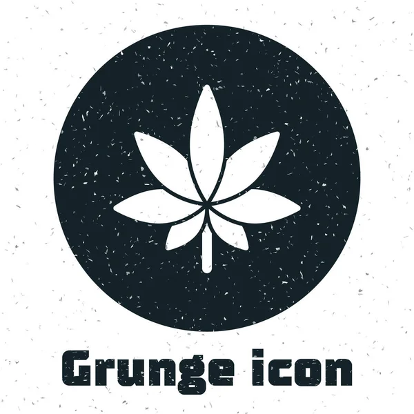 Grunge Icône Marijuana Médicale Feuille Cannabis Isolée Sur Fond Blanc — Image vectorielle
