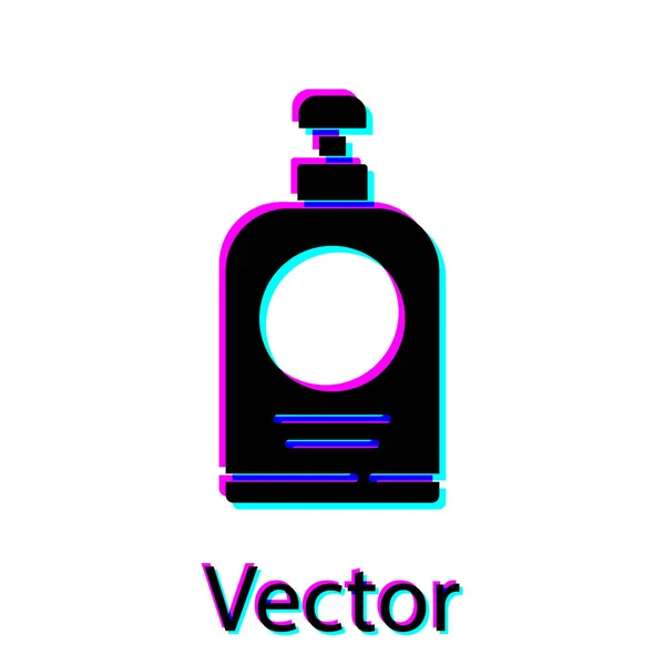 Black Hand Sanitizer Bottle Icon Isolated White Background Disinfection Concept — Stock Vector