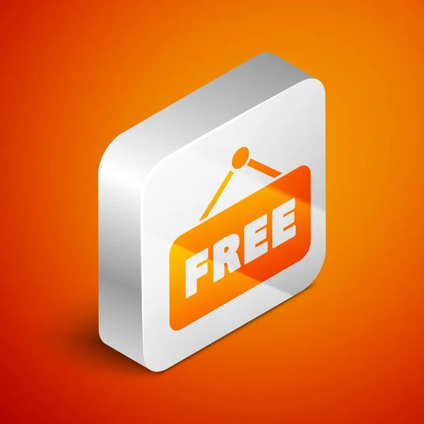 Isometric Price Tag Inscription Free Icon Isolated Orange Background Badge — Stock Vector