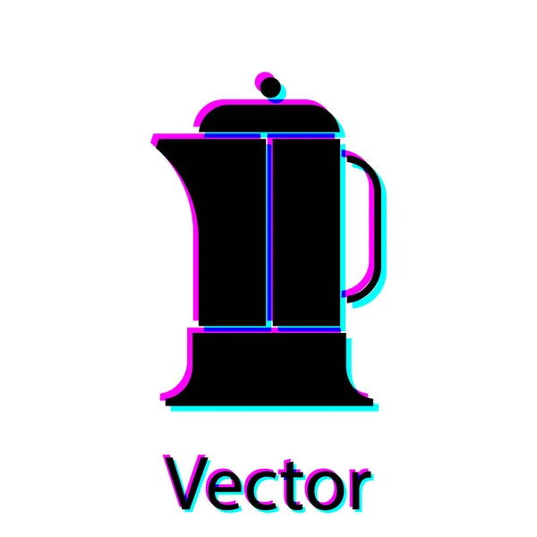 Black French Press Icon Isolated White Background Vector Illustration — 스톡 벡터