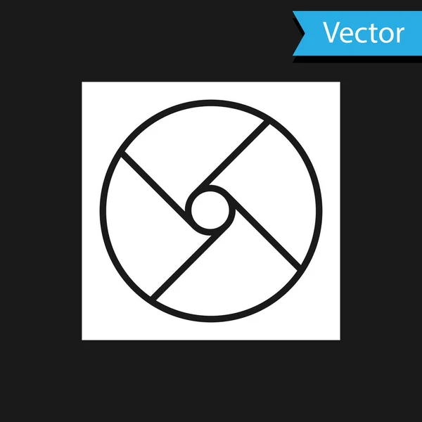 White Ventilation Icon Isolated Black Background Vector Illustration — Stock vektor