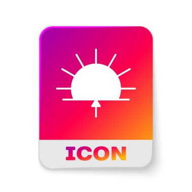 Beyaz arkaplanda beyaz gündoğumu simgesi izole edildi. Dikdörtgen renk düğmesi. Vektör İllüstrasyonu