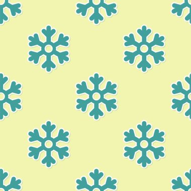 Yeşil Kar Tanesi simgesi sarı arkaplanda pürüzsüz desen izole etti. Vektör İllüstrasyonu