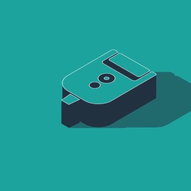 Yeşil arka planda izole edilmiş erkek simgesi için Isome elektrikli tıraş bıçağı. Elektrikli tıraş makinesi. Vektör İllüstrasyonu