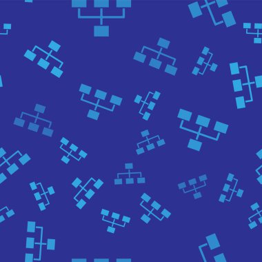 Mavi İş Hiyerarşisi organizogram grafiksel bilgi ikonu mavi arka planda izole edilmiş pürüzsüz desen. Kurumsal yapı elementleri. Vektör İllüstrasyonu