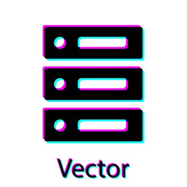 Siyah Sunucu, Data, Web Sunucu simgesi beyaz arkaplanda izole edildi. Vektör İllüstrasyonu