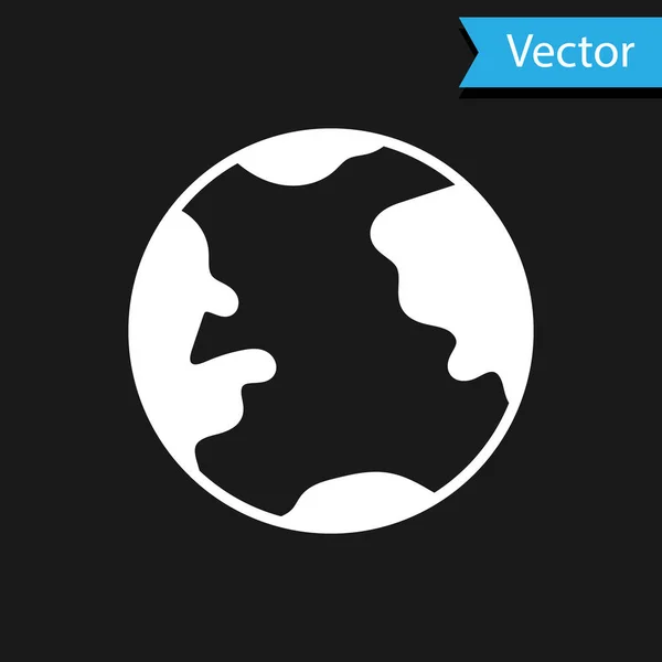 Ícone Globo Terrestre Branco Isolado Sobre Fundo Preto Sinal Mundo — Vetor de Stock