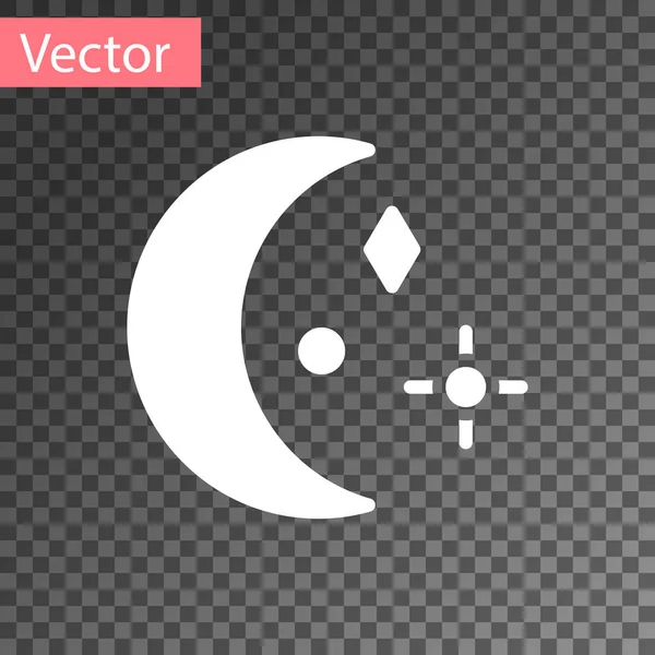 Icône Lune Blanche Étoiles Isolée Sur Fond Transparent Panneau Nuit — Image vectorielle