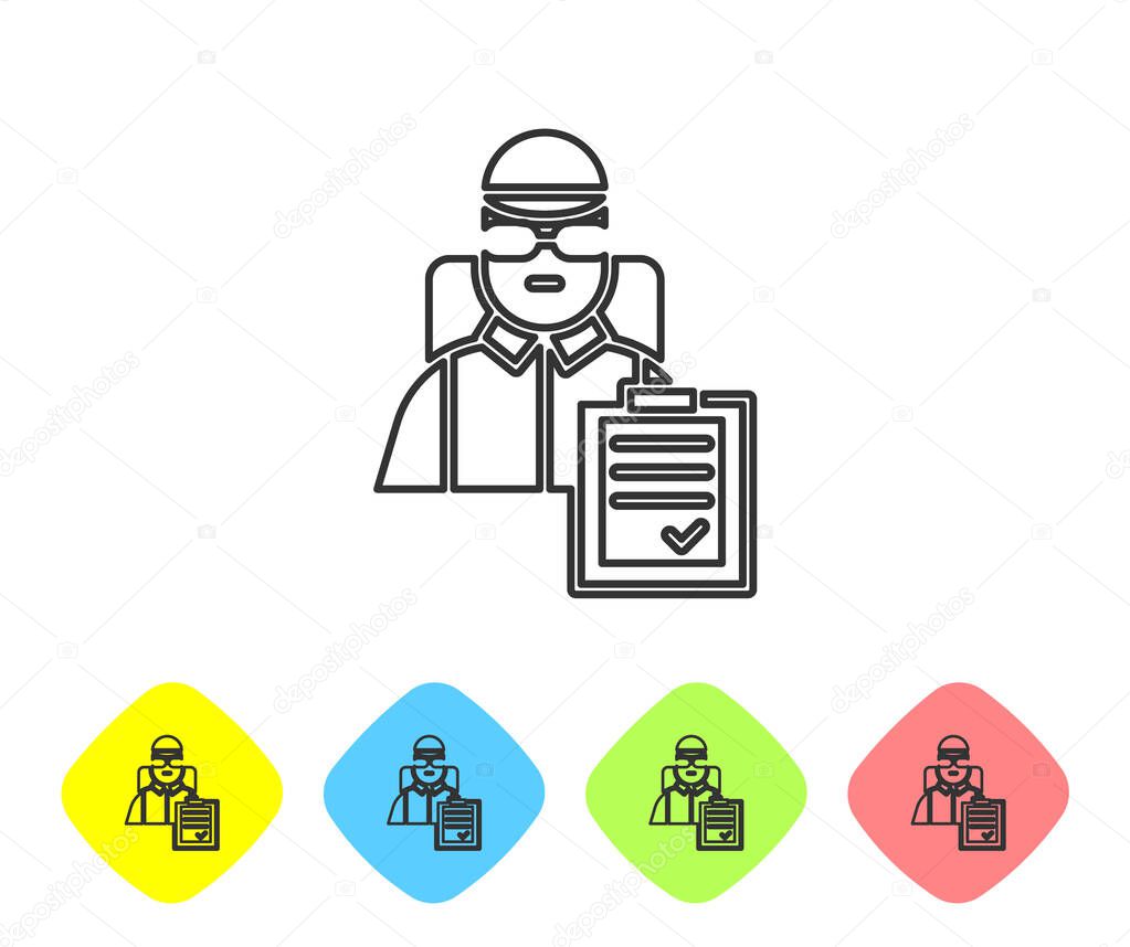 Grey Line Delivery Man With Cardboard Boxes Icon Isolated On White Background Door To Door Delivery By Courier Set Icons In Color Rhombus Buttons Vector Illustration Premium Vector In Adobe Illustrator