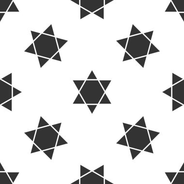 David 'in Gri Yıldızı simgesi beyaz arka planda kusursuz deseni izole etti. Yahudi dini sembolü. İsrail 'in sembolü. Vektör İllüstrasyonu