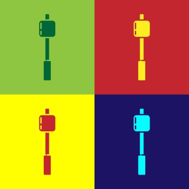 Çubuk simgesinin üzerindeki Pop Art Marshmallow renkli arka planda izole edilmiş. Vektör İllüstrasyonu