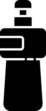 Beyaz arka planda siyah bulaşık deterjanı ikonu izole edilmiş. Bulaşık yıkamak için sıvı deterjan. Vektör İllüstrasyonu