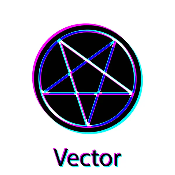 Zwart Pentagram Een Cirkel Pictogram Geïsoleerd Witte Achtergrond Magisch Occult — Stockvector