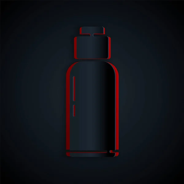 Corte Papel Cantina Icono Botella Agua Aislado Sobre Fondo Negro — Archivo Imágenes Vectoriales