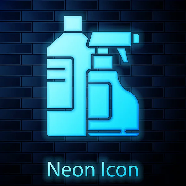 Gloeiende Neon Plastic Flessen Voor Wasmiddel Bleekmiddel Vaatwasmiddel Een Ander — Stockvector