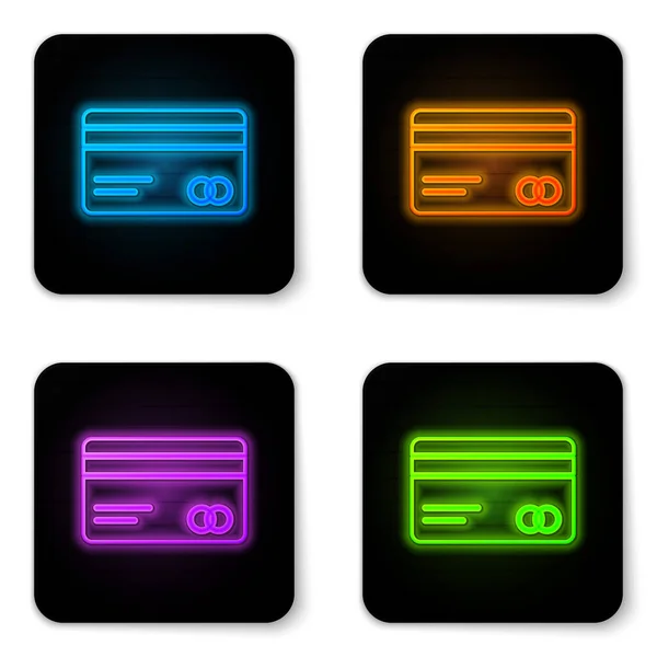 Glowing Neon Credit Card Icon Isolated White Background Online Payment — Stock Vector