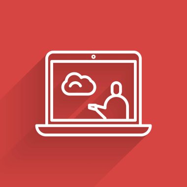 Beyaz çizgi hava tahmini ikonu uzun gölgeli izole edildi. Vektör İllüstrasyonu